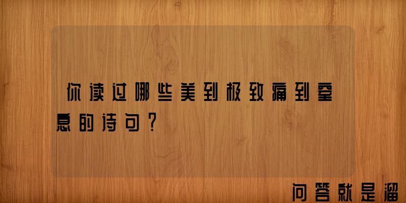 你读过哪些美到极致痛到窒息的诗句？