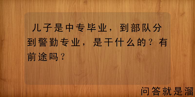 儿子是中专毕业，到部队分到警勤专业，是干什么的？有前途吗？