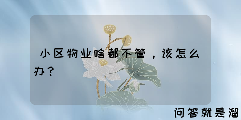 小区物业啥都不管，该怎么办？